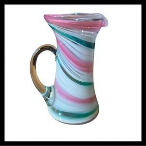 Vintage Hand Blown 6 1/2 inch Glass Pitcher.